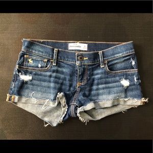 Distressed denim shorts